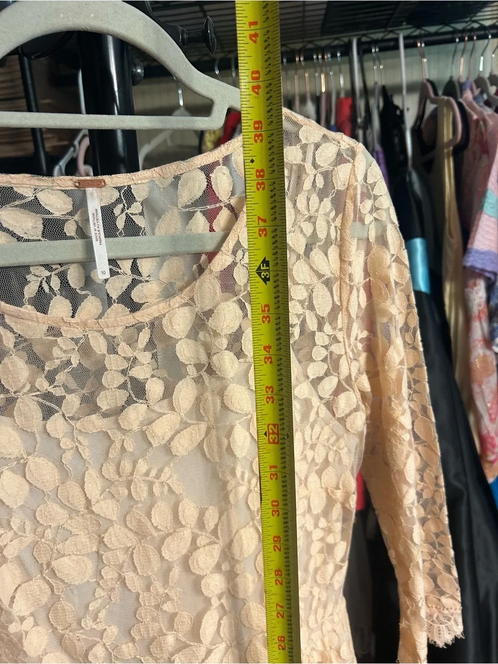 Free People Roco Lace Dress Size 10 Taupe Blush Boho Romantic